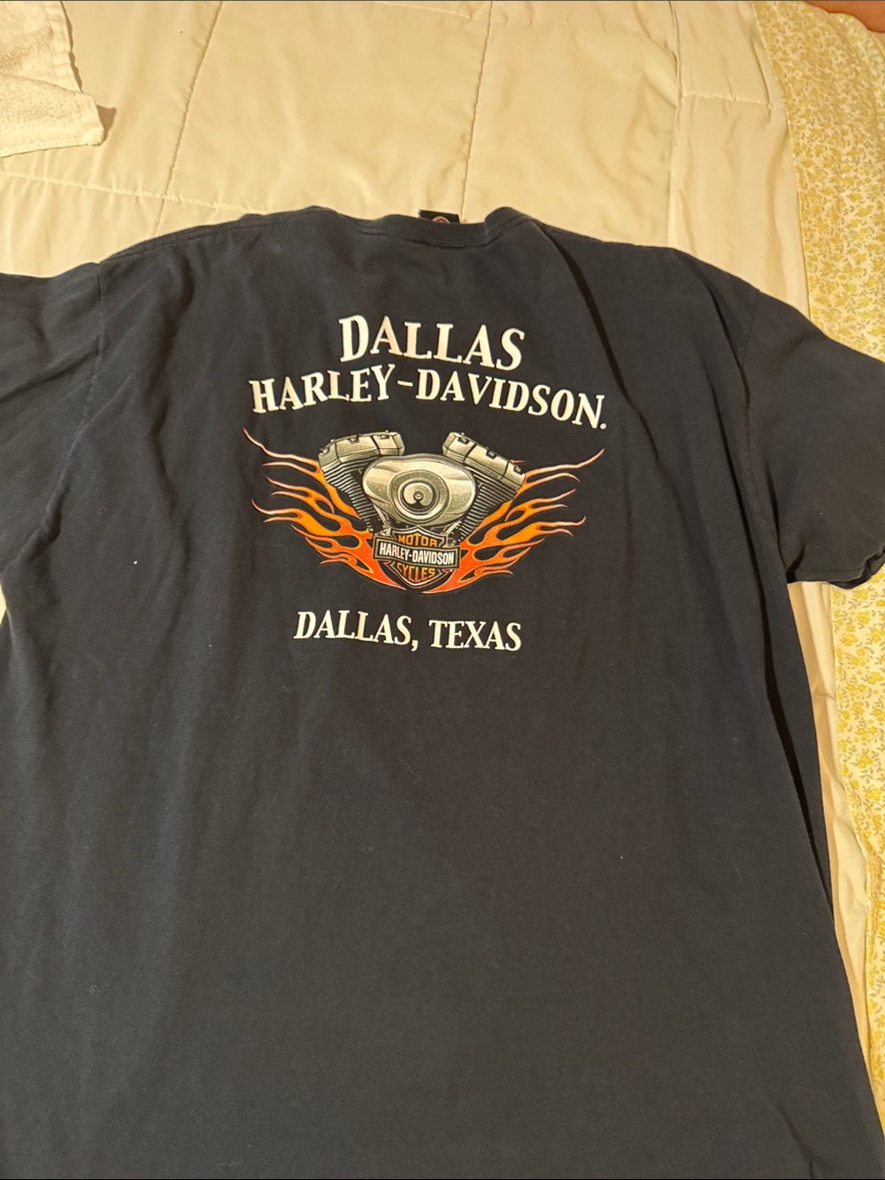 Harley-Davidson Black Tee with Orange Flame Engine Graphic